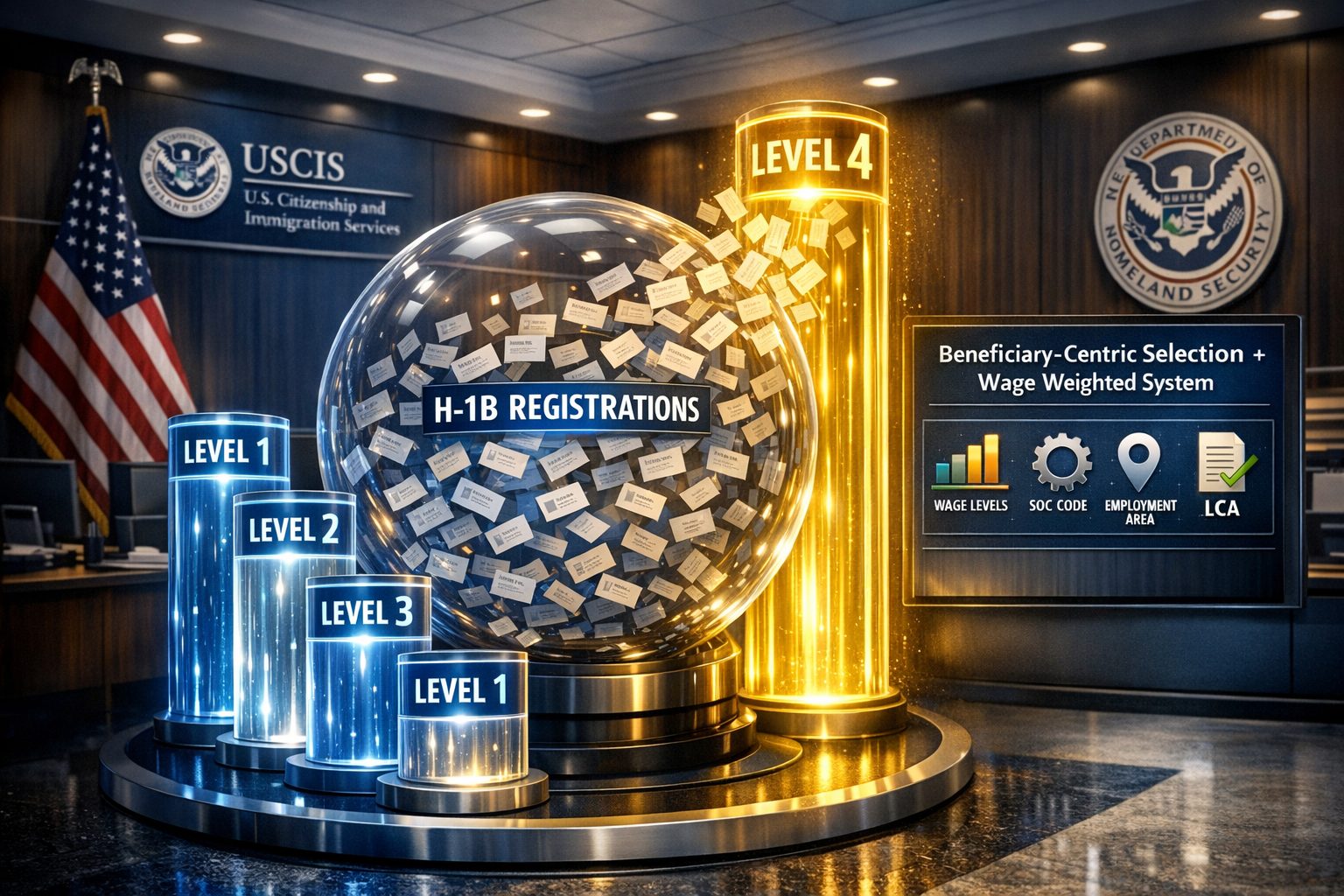 Mantra Law Office - Department of Homeland Security Publishing Final Rule implementing H-1B Lottery Registration Based on Wage Based Weighted Selection Process: